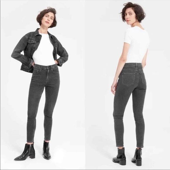 Everlane Size 28 Ankle High Rise Jeans Stretch Denim Gray Skinny Leg - Picture 1 of 9